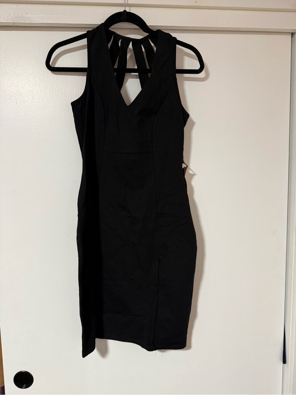 Haute Monde Black Sleeveless Mini Dress with Cutout Back